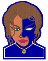 Lady with 1/2 mask,hair, necklace, eye can all be changed. Use a number instead of the eye on the mask !