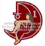 Lambda Theta Alpha: colorized Lambda Lady on open moon w/ open dress