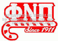 Phi Nu Pi Cane, originally designed by University Apparel